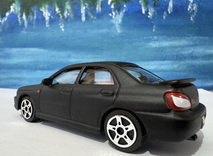 Subaru Impreza STI 1:43 Diecast Model – Matt Black, Licensed, NEW & Boxed – FREE Personalised Number Plate gift for boy girl, racing fan
