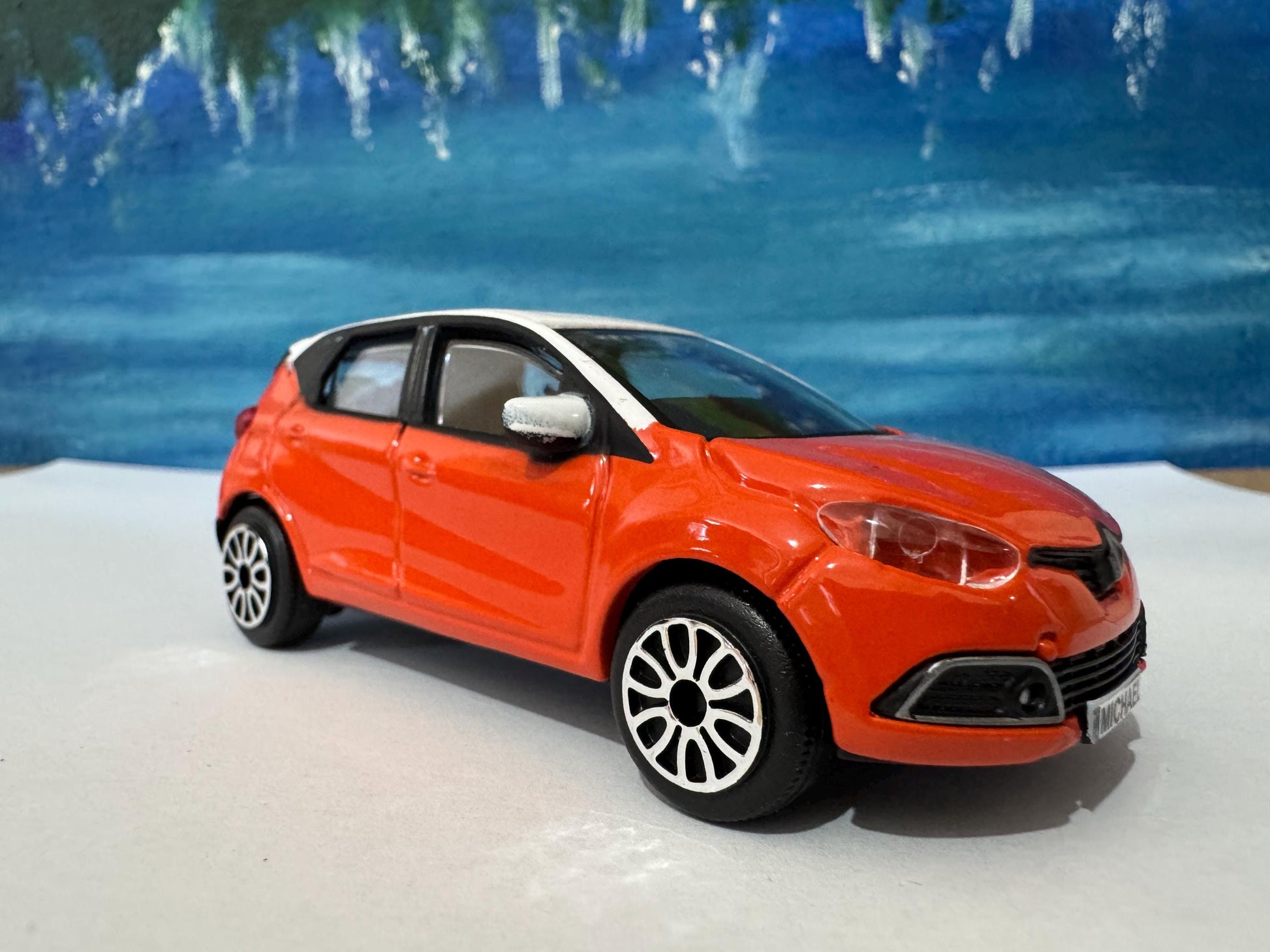 Personalised Renault CAPTUR Toy Car 1:43 Scale - Custom Name Plate - Gift for Boy, Girl, Dad, Mom, Birthday, Christmas Orange Boxed.