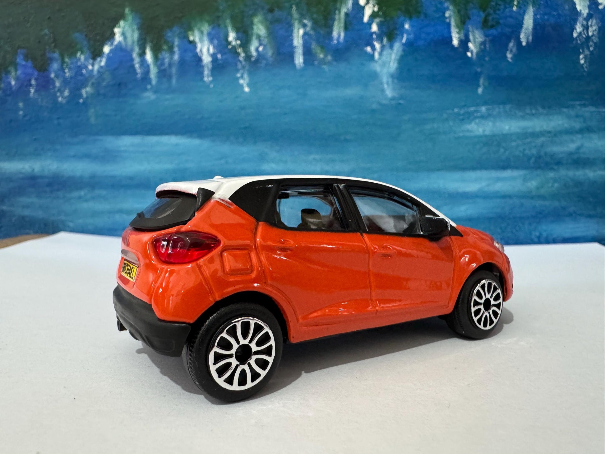 Personalised Renault CAPTUR Toy Car 1:43 Scale - Custom Name Plate - Gift for Boy, Girl, Dad, Mom, Birthday, Christmas Orange Boxed.