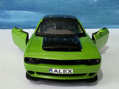 Personalised Dodge Challenger SRT Demon 170 Name Plate - Custom 1:40 Scale Toy Car Gift for Kids Birthday Boys, Girls, Siblings - Sleeves