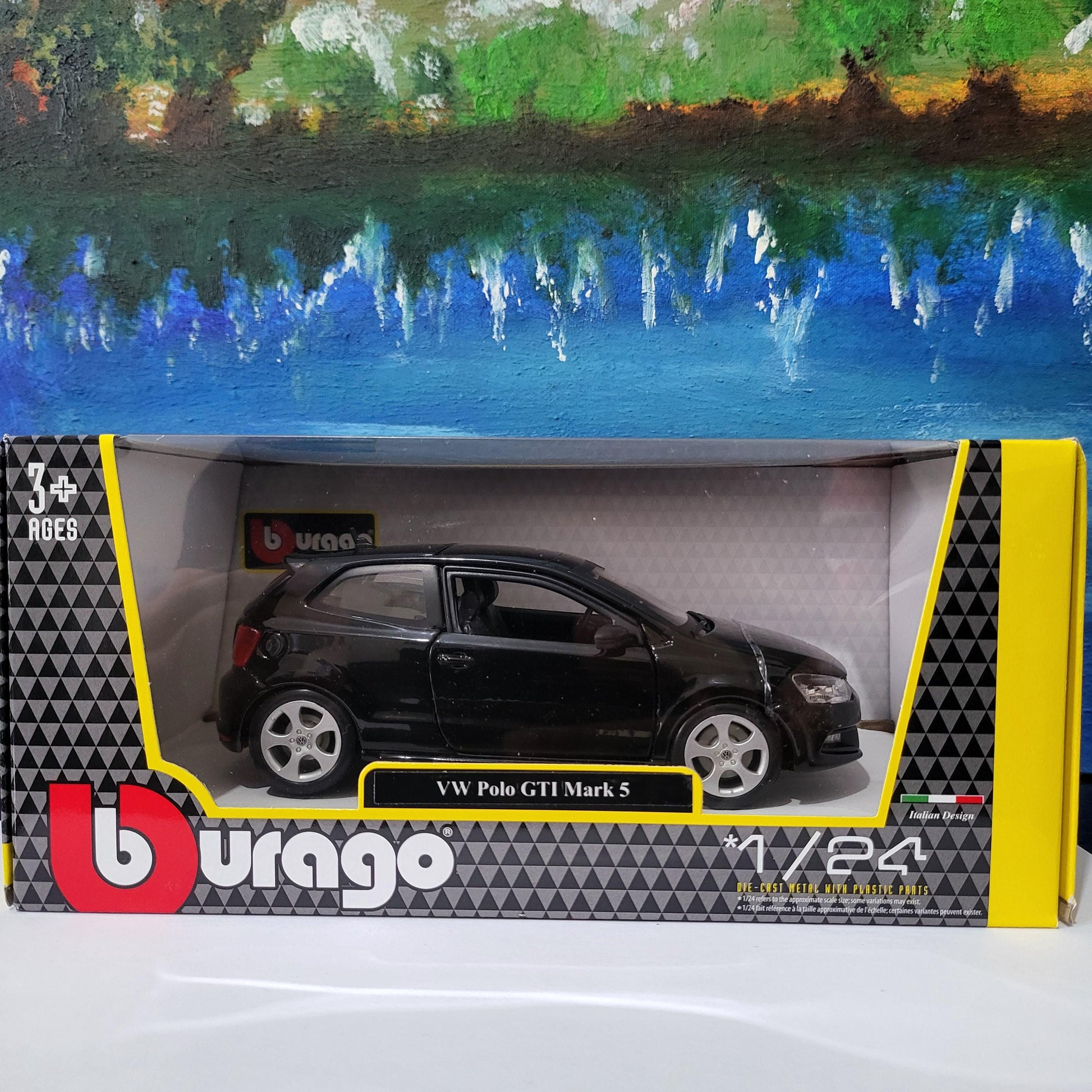 PERSONALISED PLATES name VW Polo Golf Gti Toy Car Model boy girl dad mom uncle grandad brother Birthday gift Boxed Large 1:24 scale