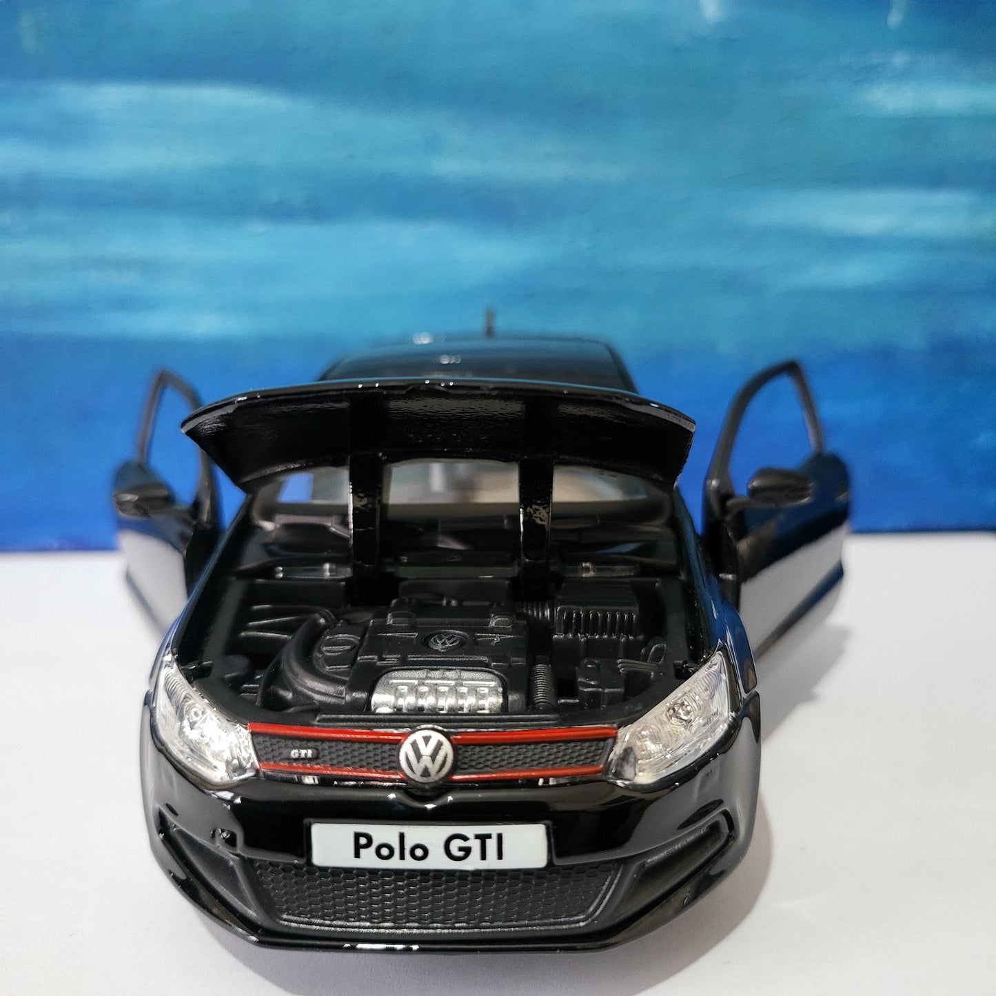 PERSONALISED PLATES name VW Polo Golf Gti Toy Car Model boy girl dad mom uncle grandad brother Birthday gift Boxed Large 1:24 scale