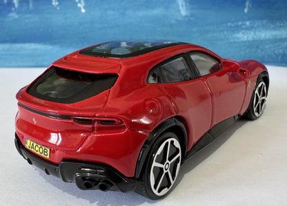 Ferrari Purosangue 1:43 Scale Diecast Model - Custom Name Plate | Personalized Collectible Car | Gift for Ferrari Fans, man, boy Boxed