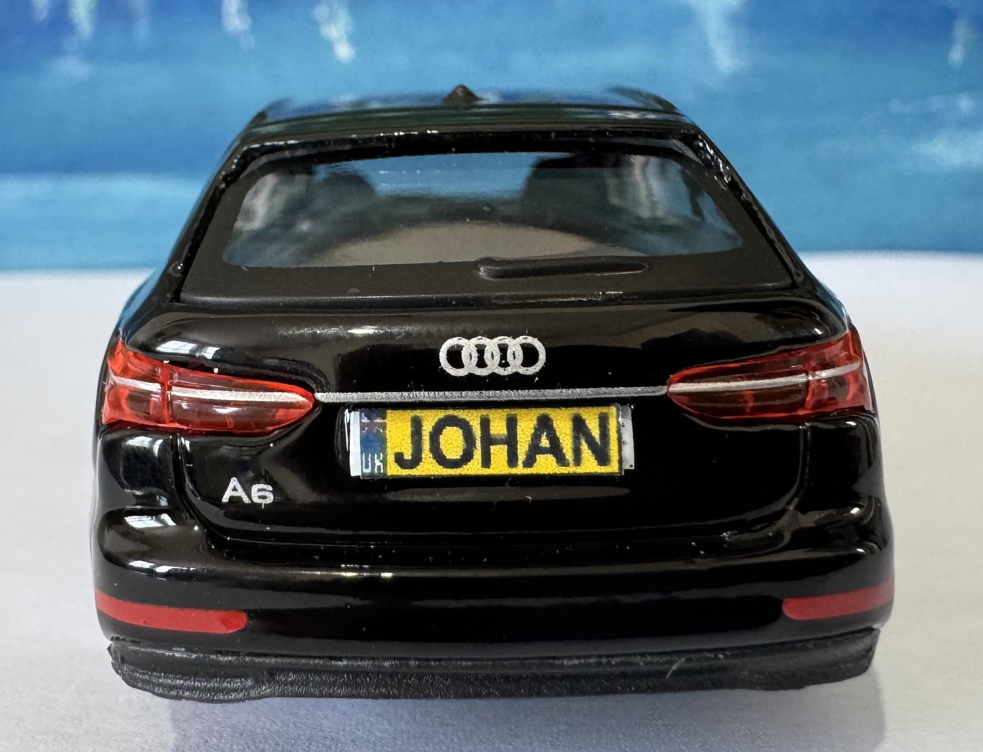 Audi A6 1:43 Scale Model Car - Custom License Plate | Personalized Gift for Dad, Kids, Boy, men, Collectors | Die-Cast Toy with Box Black