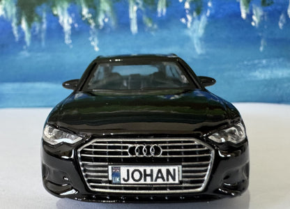 Audi A6 1:43 Scale Model Car - Custom License Plate | Personalized Gift for Dad, Kids, Boy, men, Collectors | Die-Cast Toy with Box Black