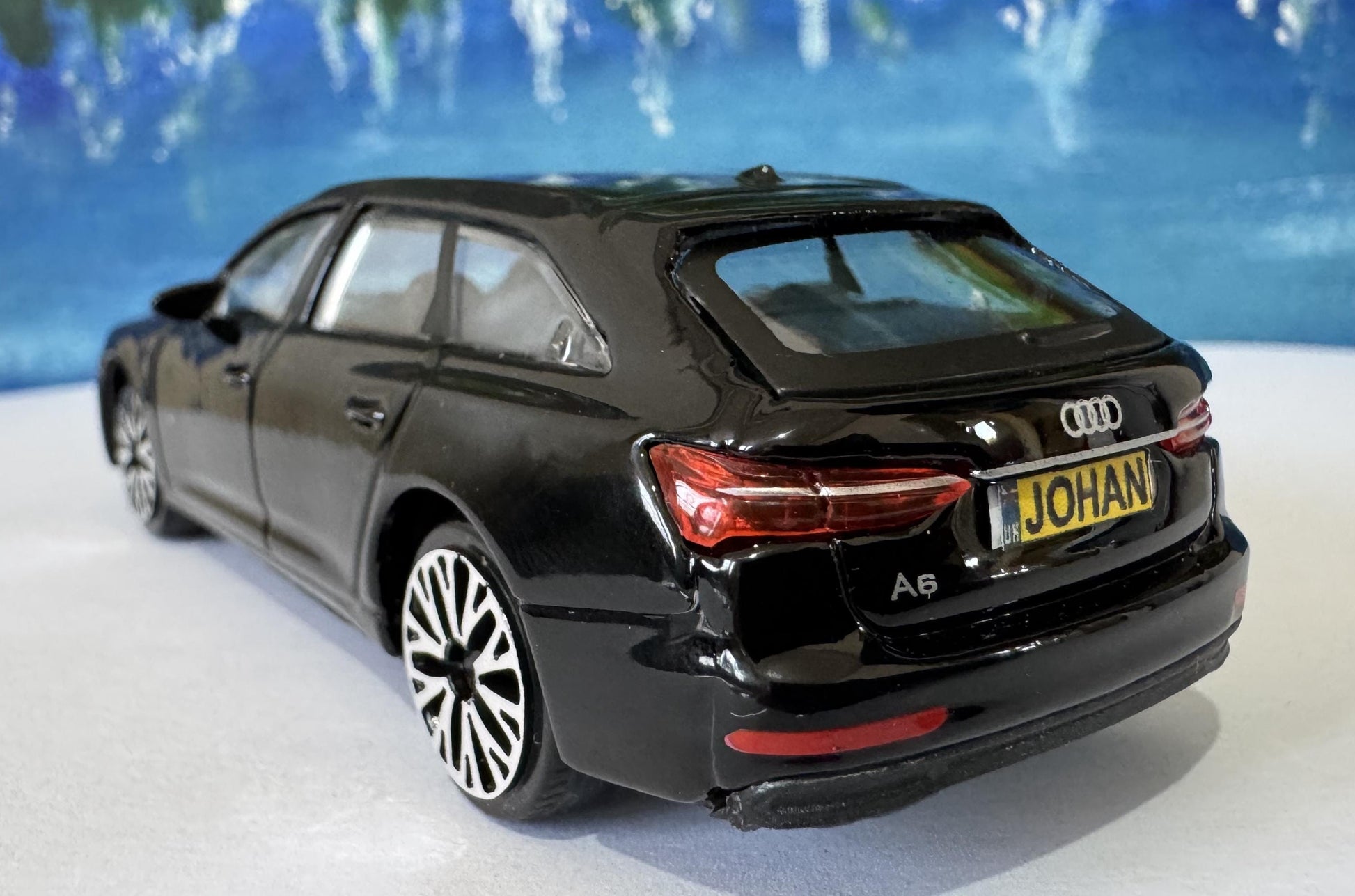 Audi A6 1:43 Scale Model Car - Custom License Plate | Personalized Gift for Dad, Kids, Boy, men, Collectors | Die-Cast Toy with Box Black