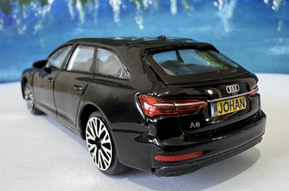 Audi A6 1:43 Scale Model Car - Custom License Plate | Personalized Gift for Dad, Kids, Boy, men, Collectors | Die-Cast Toy with Box Black