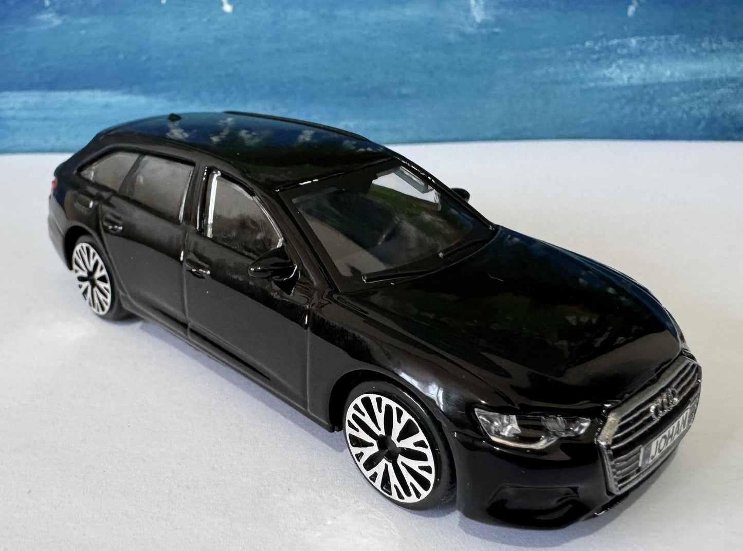 Audi A6 1:43 Scale Model Car - Custom License Plate | Personalized Gift for Dad, Kids, Boy, men, Collectors | Die-Cast Toy with Box Black