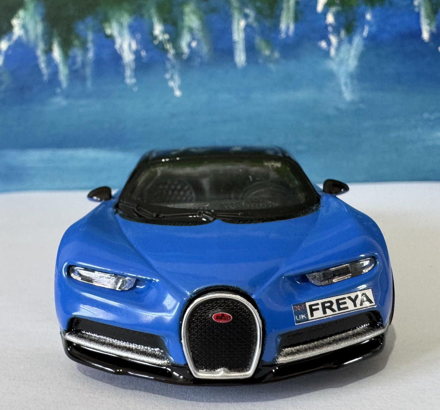 Bugatti Chiron Blue 1:43 Scale Toy Car Model – Custom Plates – Gift for Boy, Girl, Dad, Mom, Uncle, Grandad – Birthday or Christmas Present