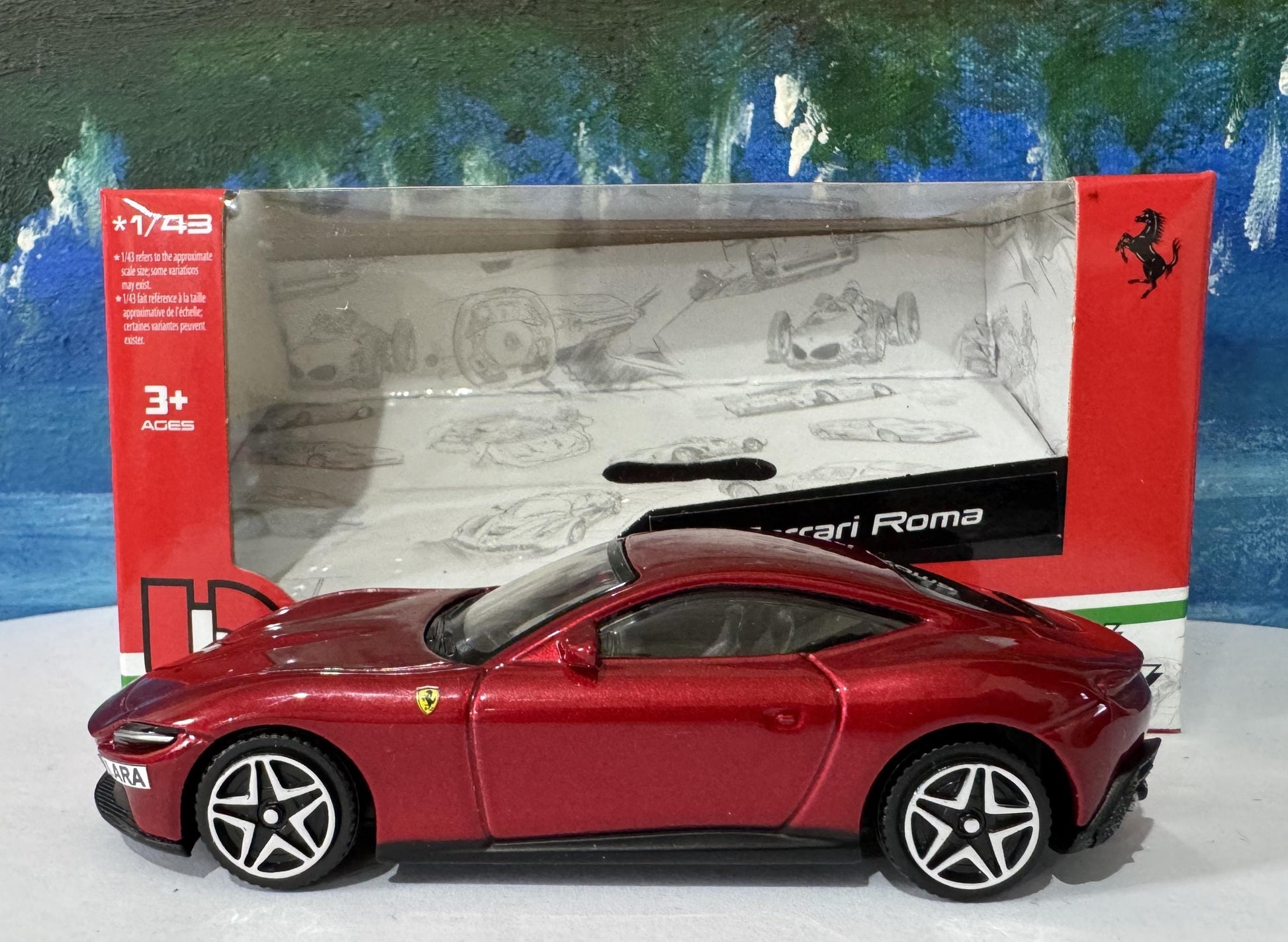 Ferrari Roma 1:43 Scale Diecast Model Personalized name Plate, Collectible Car | Gift for Ferrari Fans, man, boy, girl, kids, youth Boxed