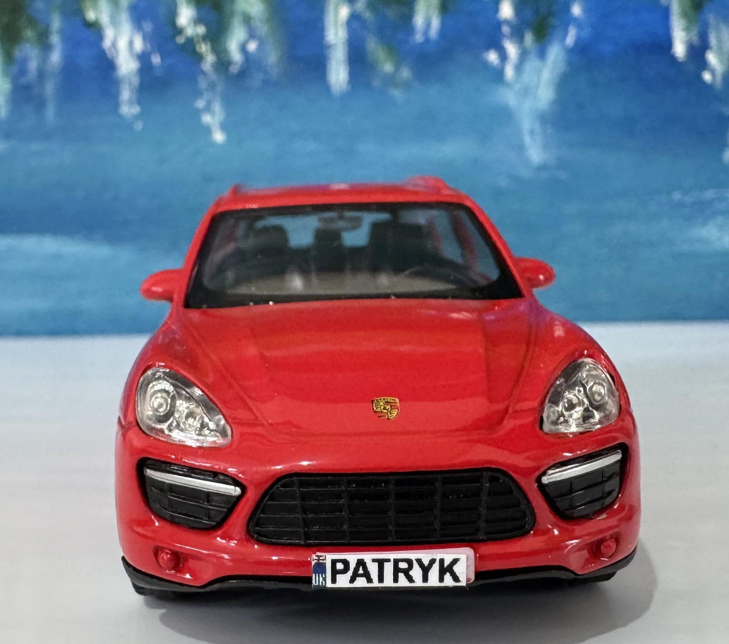 Personalised RMZ City Porsche Cayenne Turbo 1:43 Toy Car – Custom Plate – Gift for Boy Girl Dad Grandad – Birthday or Xmas - New Red Colour