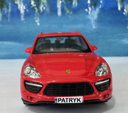 Personalised RMZ City Porsche Cayenne Turbo 1:43 Toy Car – Custom Plate – Gift for Boy Girl Dad Grandad – Birthday or Xmas - New Red Colour