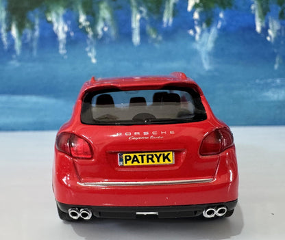 Personalised RMZ City Porsche Cayenne Turbo 1:43 Toy Car – Custom Plate – Gift for Boy Girl Dad Grandad – Birthday or Xmas - New Red Colour