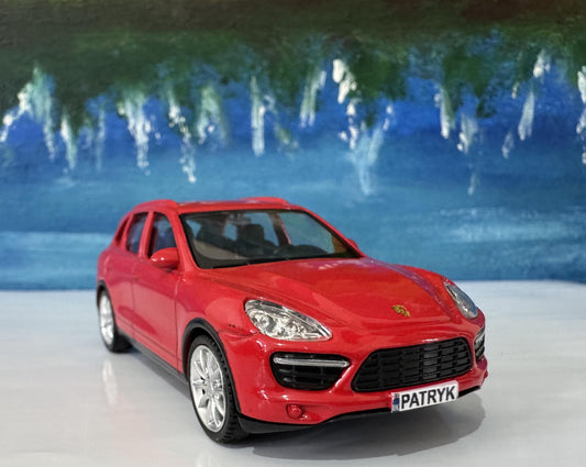 Personalised RMZ City Porsche Cayenne Turbo 1:43 Toy Car – Custom Plate – Gift for Boy Girl Dad Grandad – Birthday or Xmas - New Red Colour