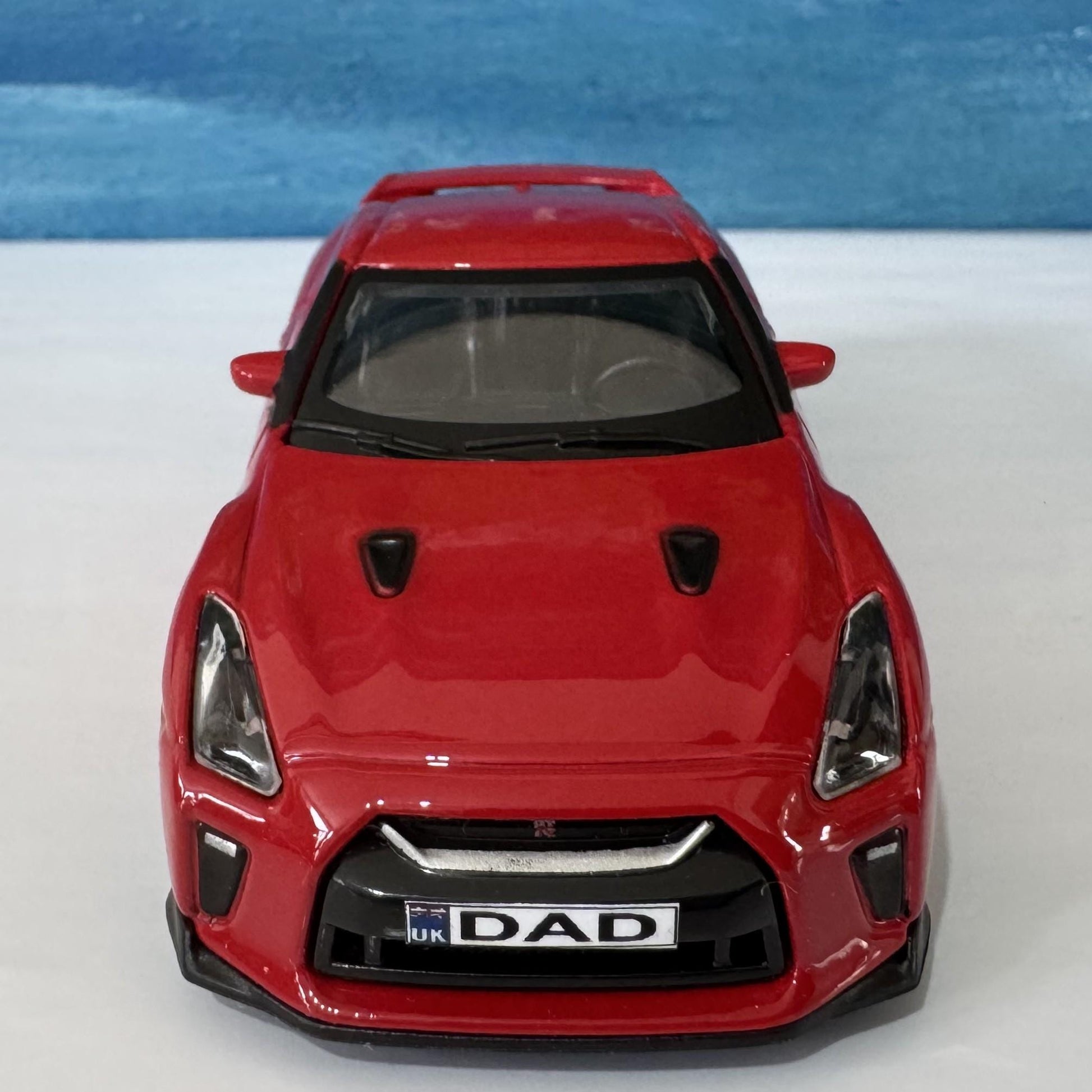 Personalized Name Plate Nissan GT-R 2017 Grey 1:43 Diecast Car Gift for Boy Girl Dad Mom Uncle – Boxed Model Collectible Display Boxed Red