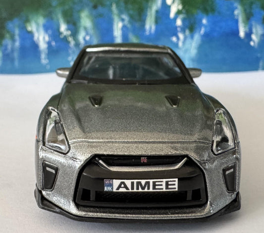 Personalized Name Plate Nissan GT-R 2017 Grey 1:43 Diecast Car Gift for Boy Girl Dad Mom Uncle – Boxed Model Collectible Display