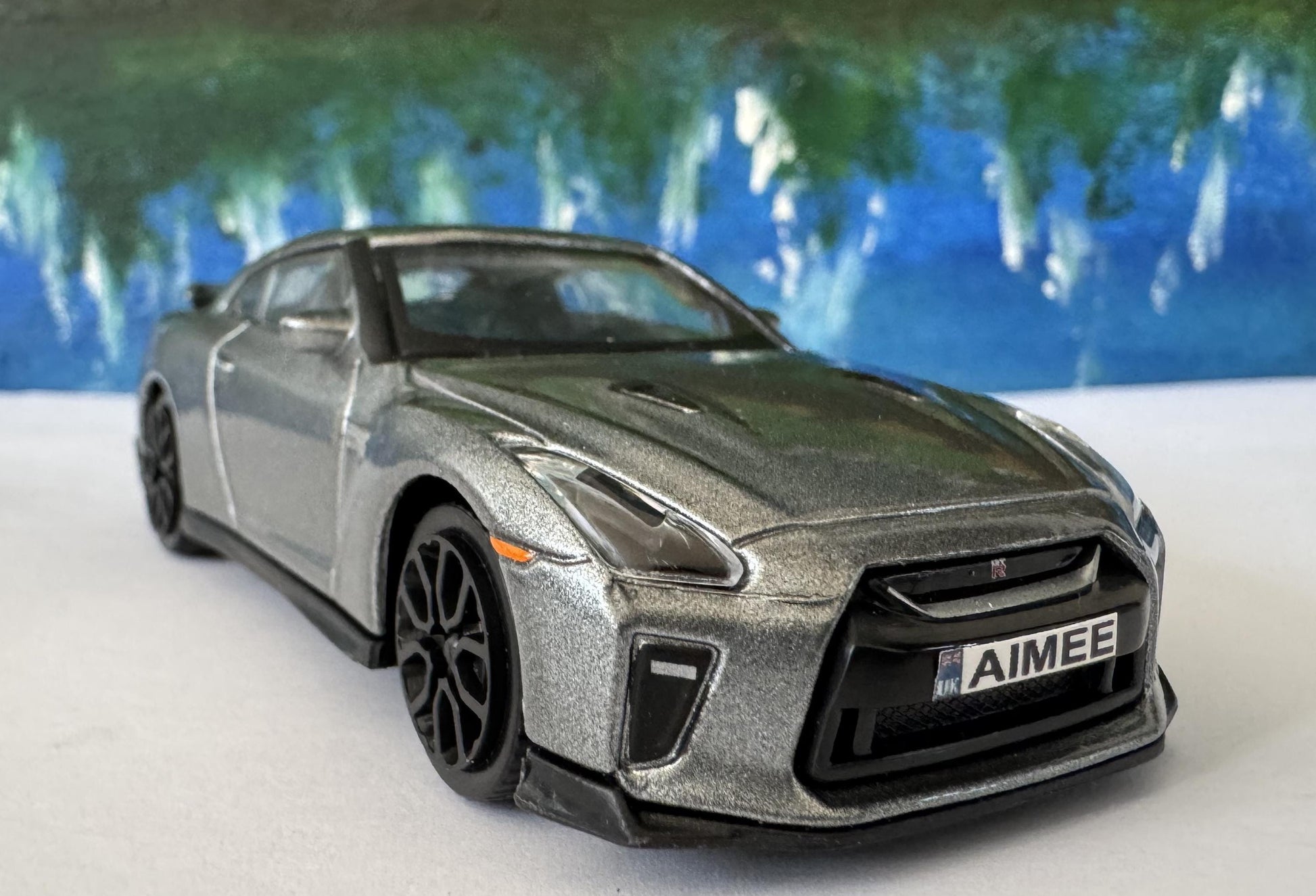 Personalized Name Plate Nissan GT-R 2017 Grey 1:43 Diecast Car Gift for Boy Girl Dad Mom Uncle – Boxed Model Collectible Display