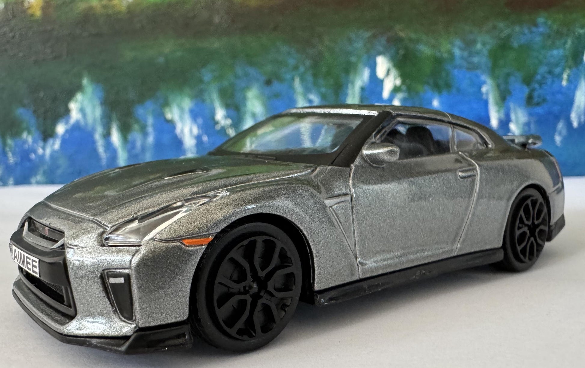 Personalized Name Plate Nissan GT-R 2017 Grey 1:43 Diecast Car Gift for Boy Girl Dad Mom Uncle – Boxed Model Collectible Display