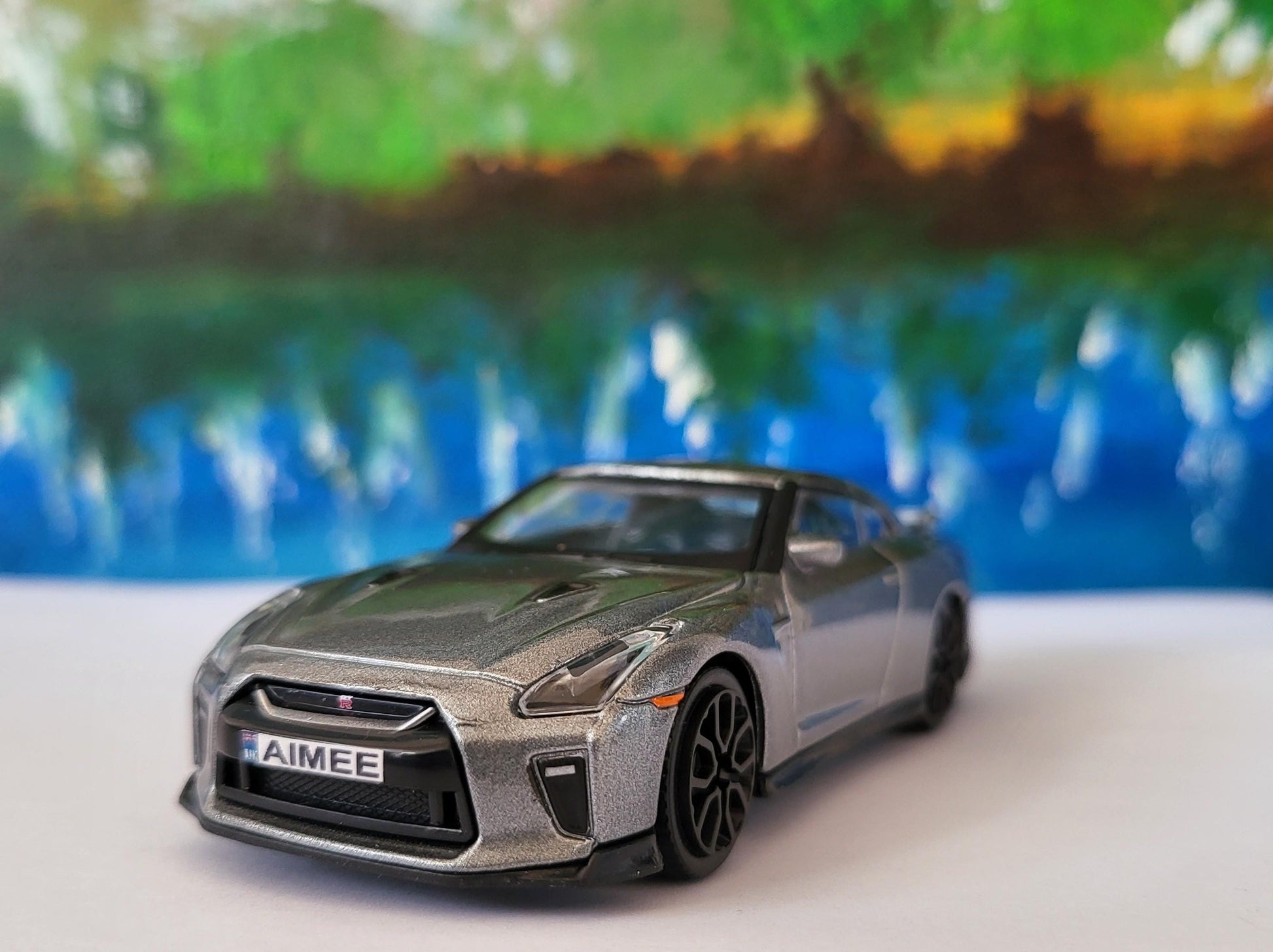Personalized Name Plate Nissan GT-R 2017 Grey 1:43 Diecast Car Gift for Boy Girl Dad Mom Uncle – Boxed Model Collectible Display