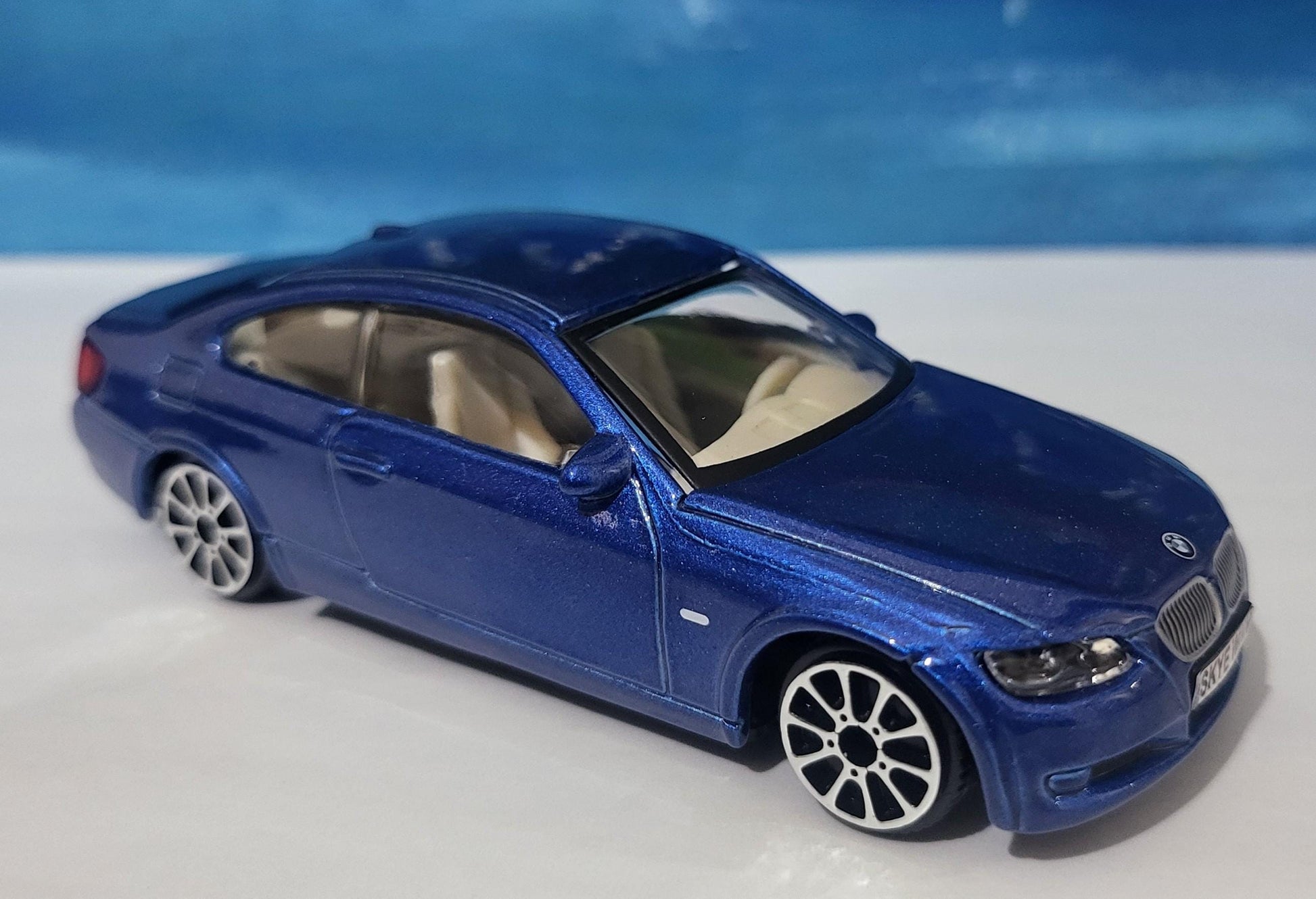 PERSONALISED PLATES Blue BMW 335I Toy Car Model boy girl dad mom uncle grandad brother Easter birthday gift present New! Boxed