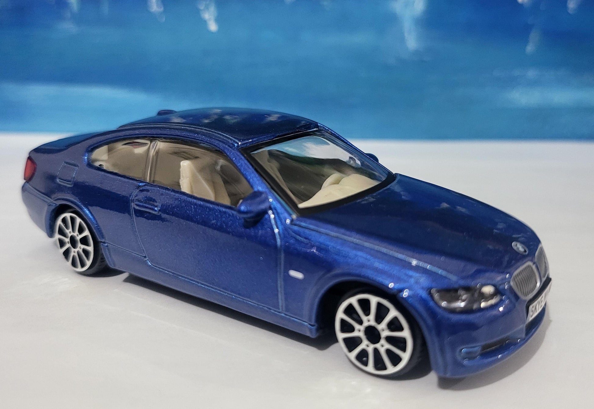 PERSONALISED PLATES Blue BMW 335I Toy Car Model boy girl dad mom uncle grandad brother Easter birthday gift present New! Boxed