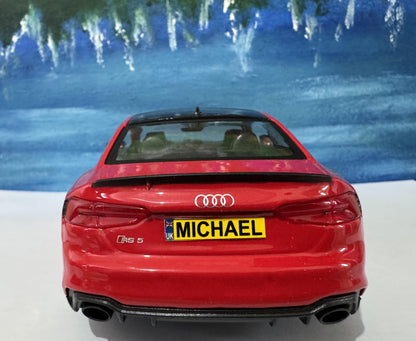 Personalized Audi RS 5 Coupe Toy Car 1:24 | Opening Doors | Gift for Dad, mom, girl or Boy | Boxed Collectible Model, High Detailed.