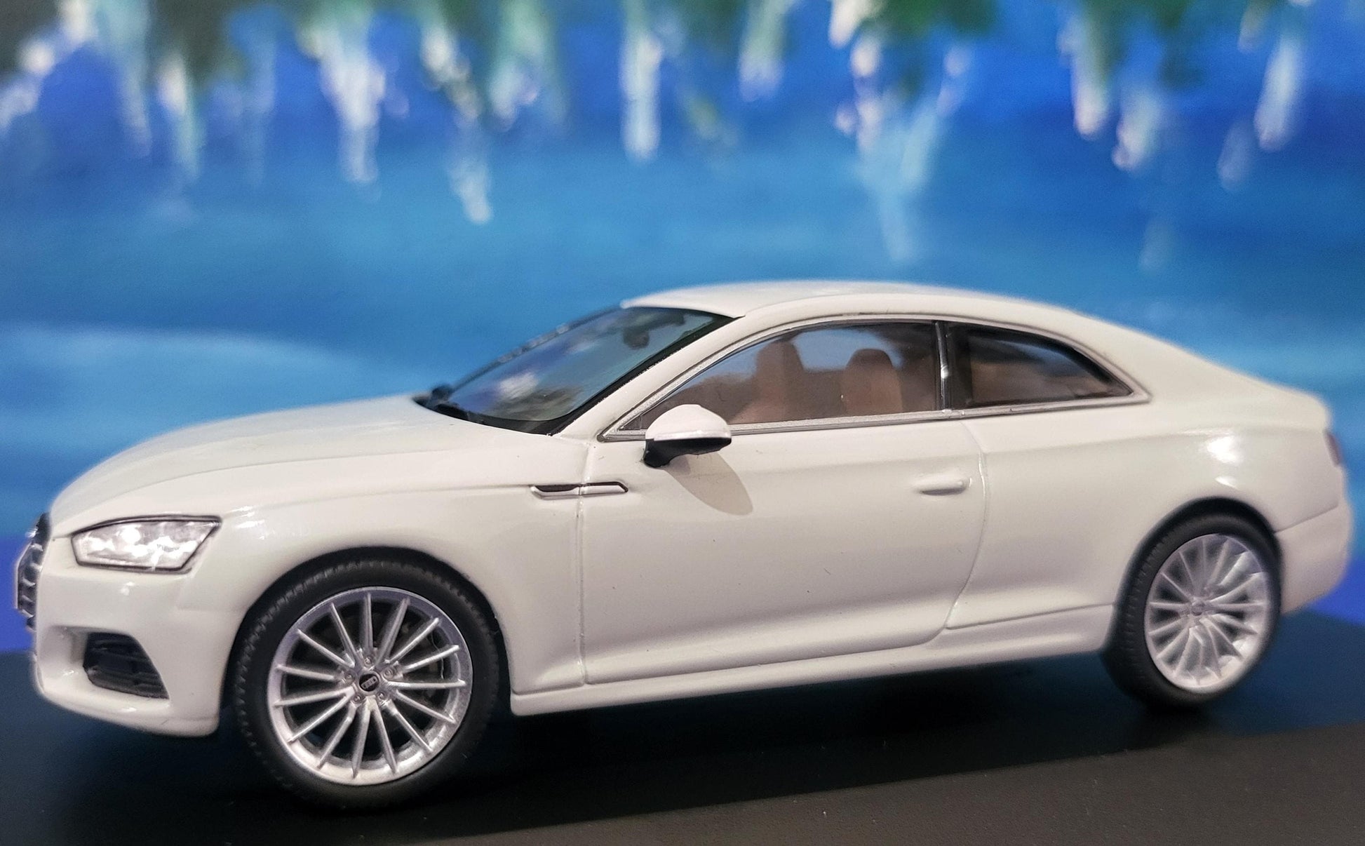 Personalized name plate 1:43 Audi A5 Coupe 2017 Glacier White SPARK Diecast Car Model, Highly Detailed Collectible in Display Case & Boxed