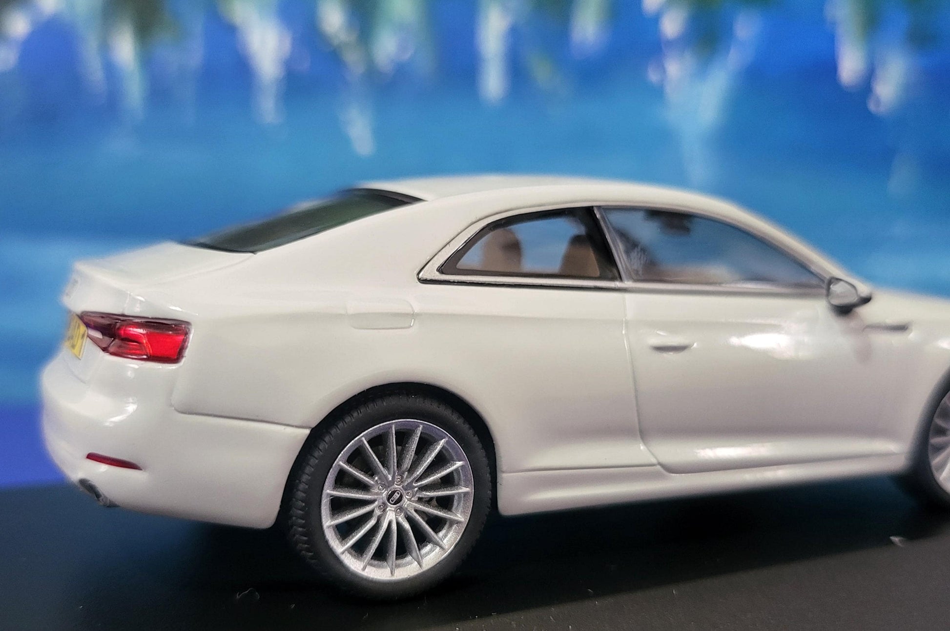 Personalized name plate 1:43 Audi A5 Coupe 2017 Glacier White SPARK Diecast Car Model, Highly Detailed Collectible in Display Case & Boxed
