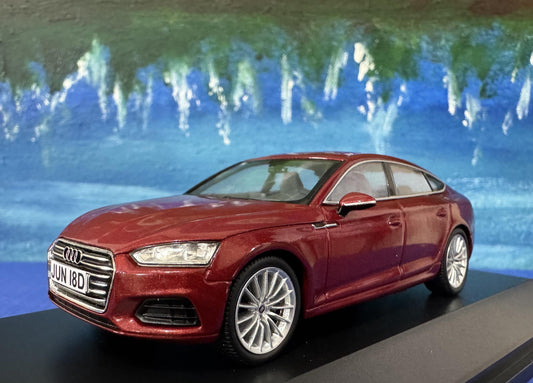 Personalized name plate 1:43 Audi A5 A5 Sportback, matador red metallic SPARK Diecast Car Model, Highly Detailed Collectible, Display Case