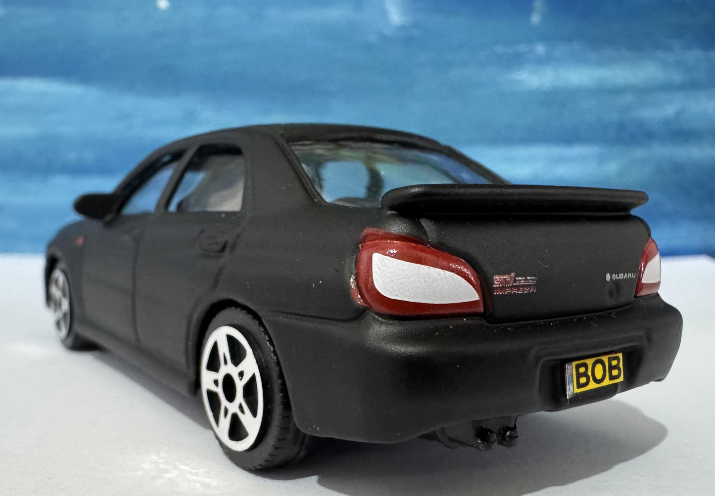 Subaru Impreza STI 1:43 Diecast Model – Matt Black, Licensed, NEW & Boxed – FREE Personalised Number Plate gift for boy girl, racing fan