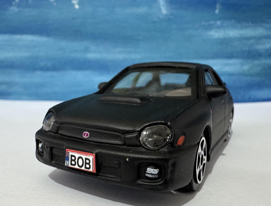 Subaru Impreza STI 1:43 Diecast Model – Matt Black, Licensed, NEW & Boxed – FREE Personalised Number Plate gift for boy girl, racing fan