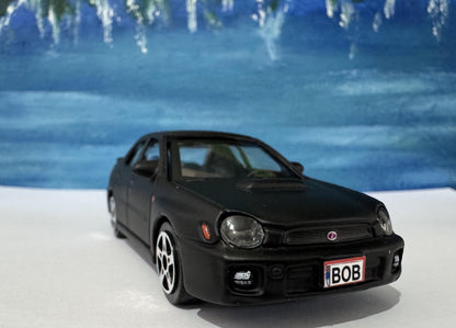 Subaru Impreza STI 1:43 Diecast Model – Matt Black, Licensed, NEW & Boxed – FREE Personalised Number Plate gift for boy girl, racing fan