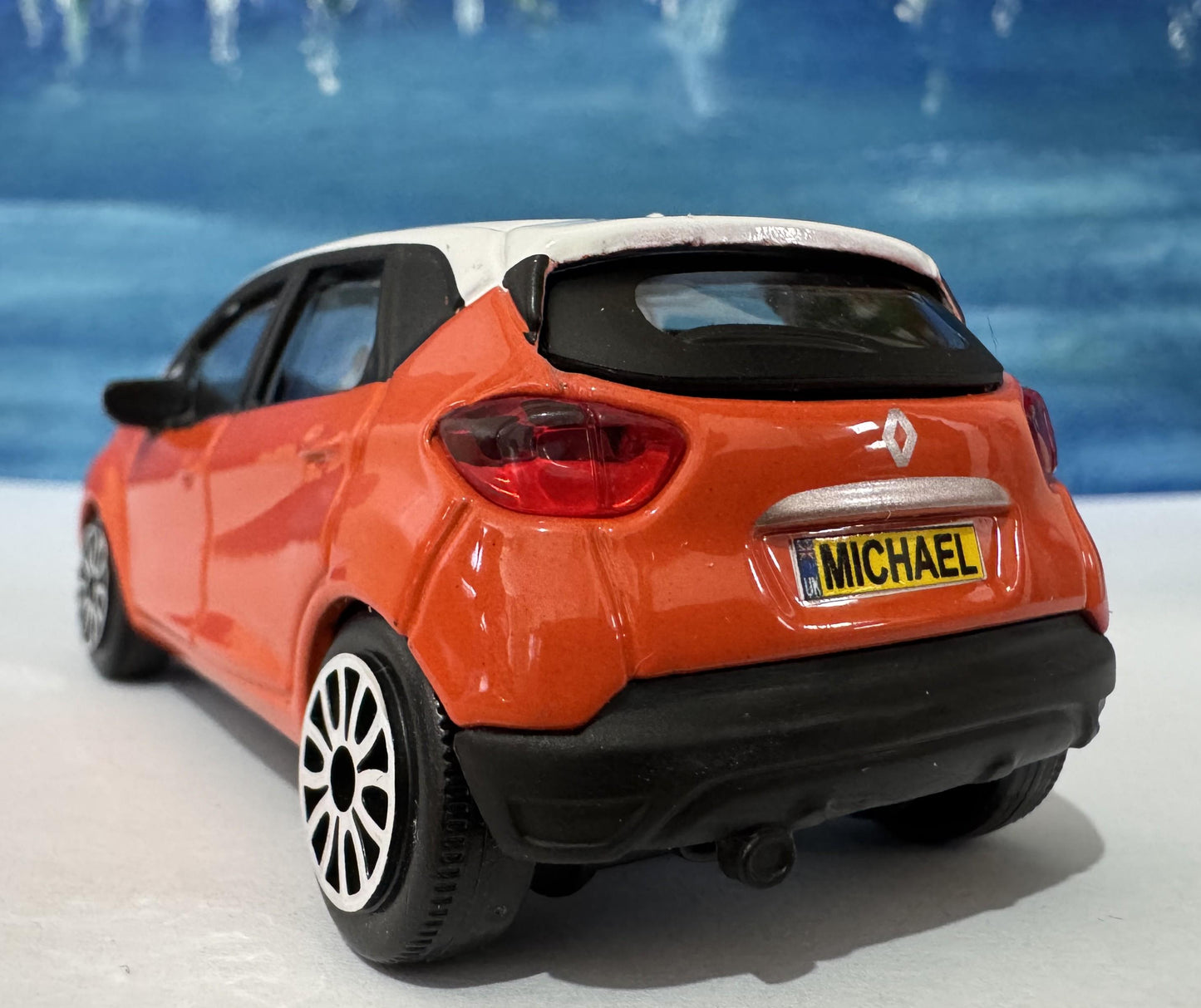 Personalised Renault CAPTUR Toy Car 1:43 Scale - Custom Name Plate - Gift for Boy, Girl, Dad, Mom, Birthday, Christmas Orange Boxed.