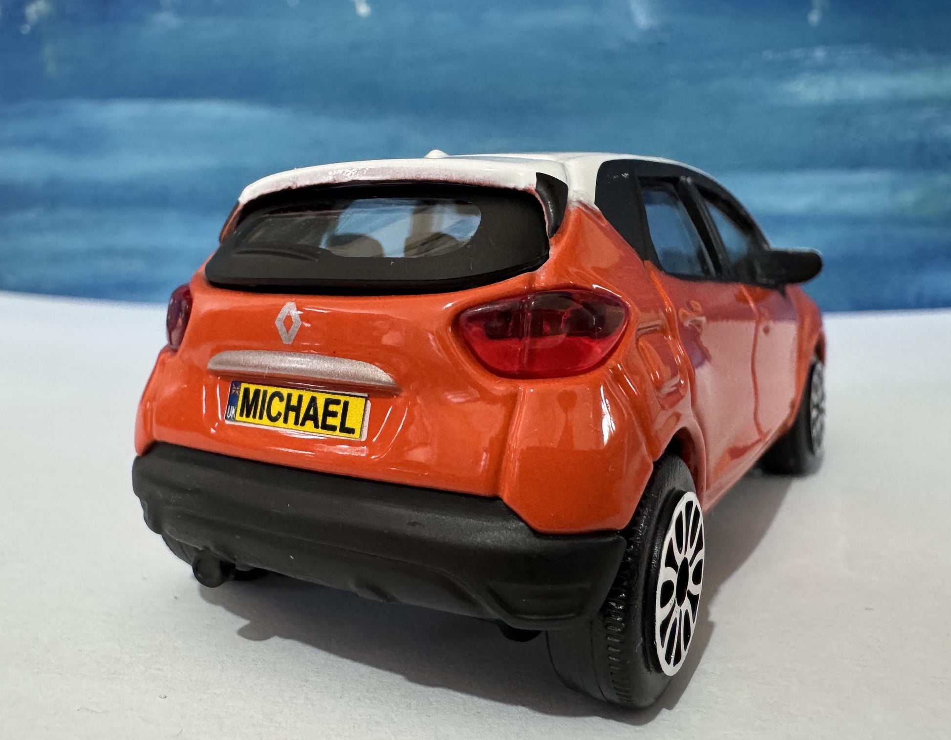 Personalised Renault CAPTUR Toy Car 1:43 Scale - Custom Name Plate - Gift for Boy, Girl, Dad, Mom, Birthday, Christmas Orange Boxed.