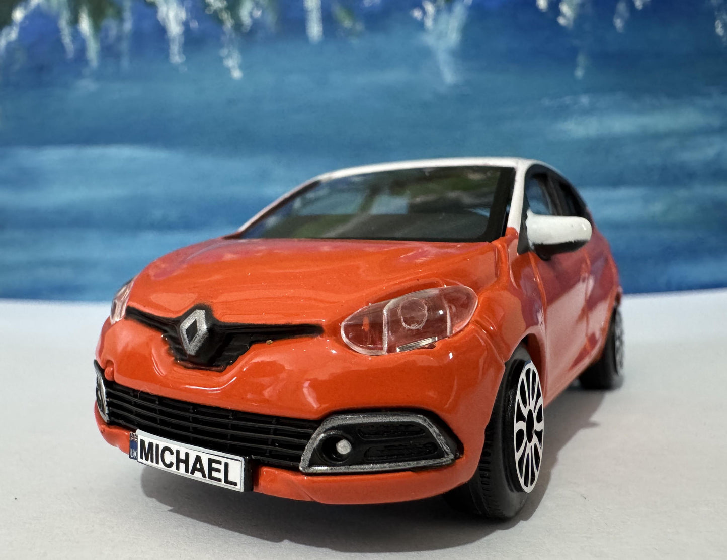 Personalised Renault CAPTUR Toy Car 1:43 Scale - Custom Name Plate - Gift for Boy, Girl, Dad, Mom, Birthday, Christmas Orange Boxed.