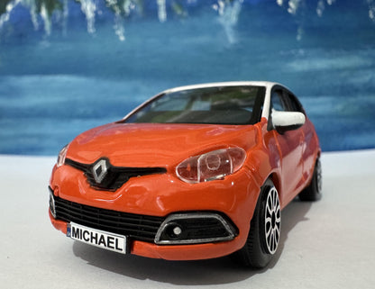 Personalised Renault CAPTUR Toy Car 1:43 Scale - Custom Name Plate - Gift for Boy, Girl, Dad, Mom, Birthday, Christmas Orange Boxed.