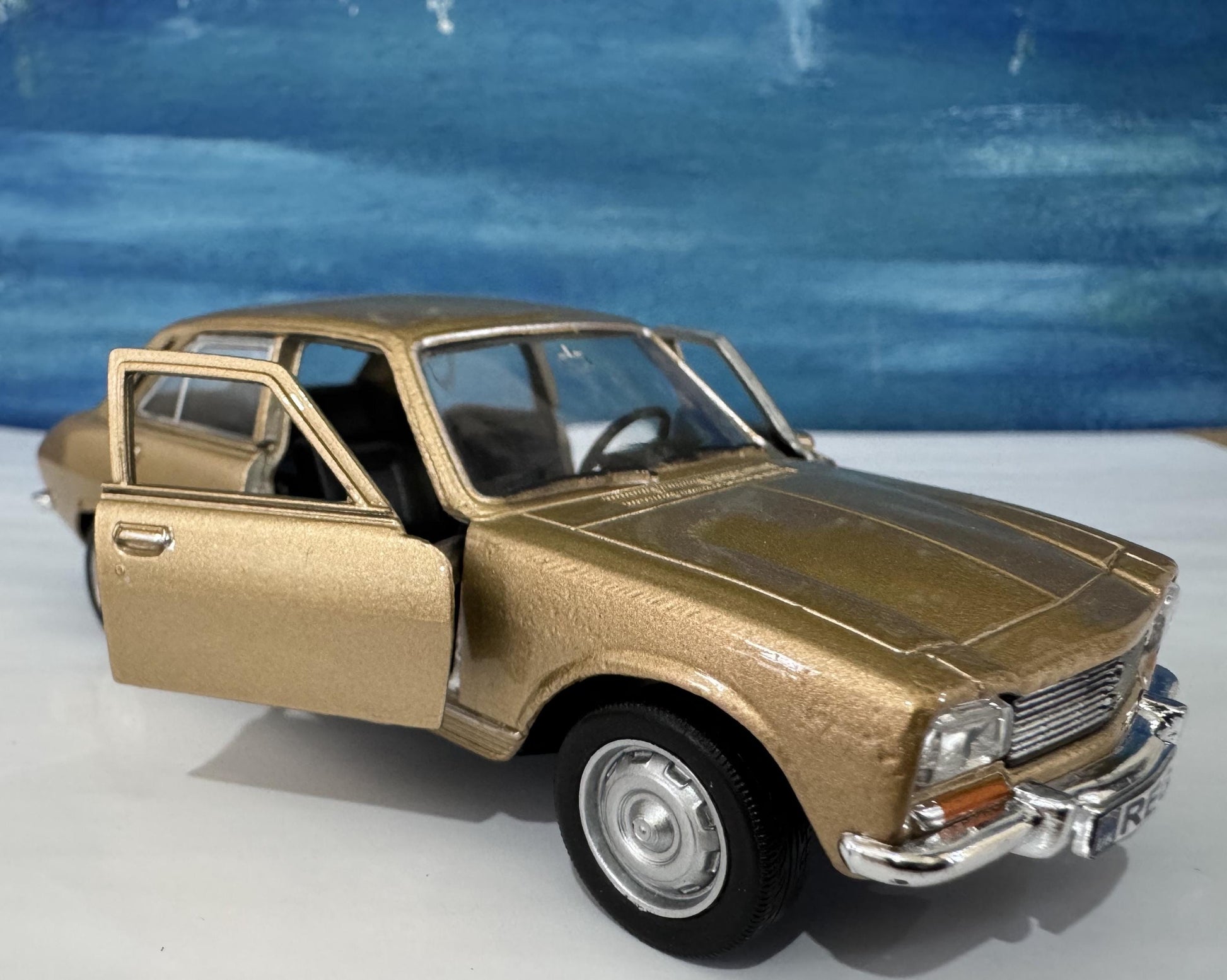 Personalized Name Plate 1975 Peugeot 504 Diecast Car | Vintage Collectible Gift for Dad Mom Uncle | Custom Classic Car Model Boxed