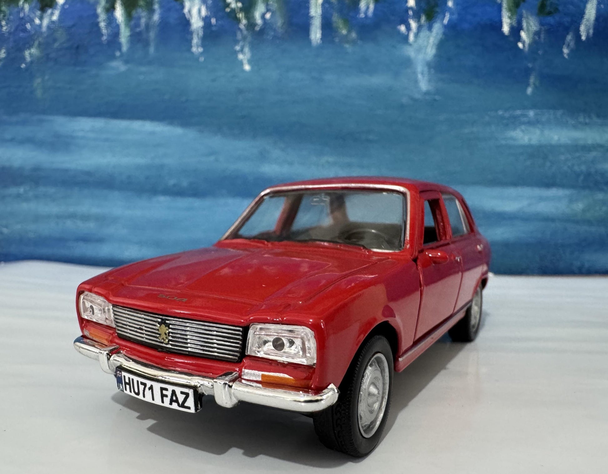 Custom 1975 Peugeot 504 Diecast Car with Personalized Name Plate | Vintage Classic Model Gift for Dad Mom Uncle | Boxed Collectible