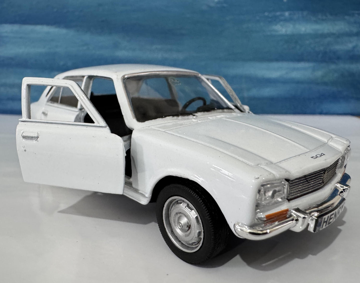 Custom 1975 Peugeot 504 Diecast Car with Personalized Name Plate | Vintage Classic Model Gift for Dad Mom Uncle | Boxed Collectible