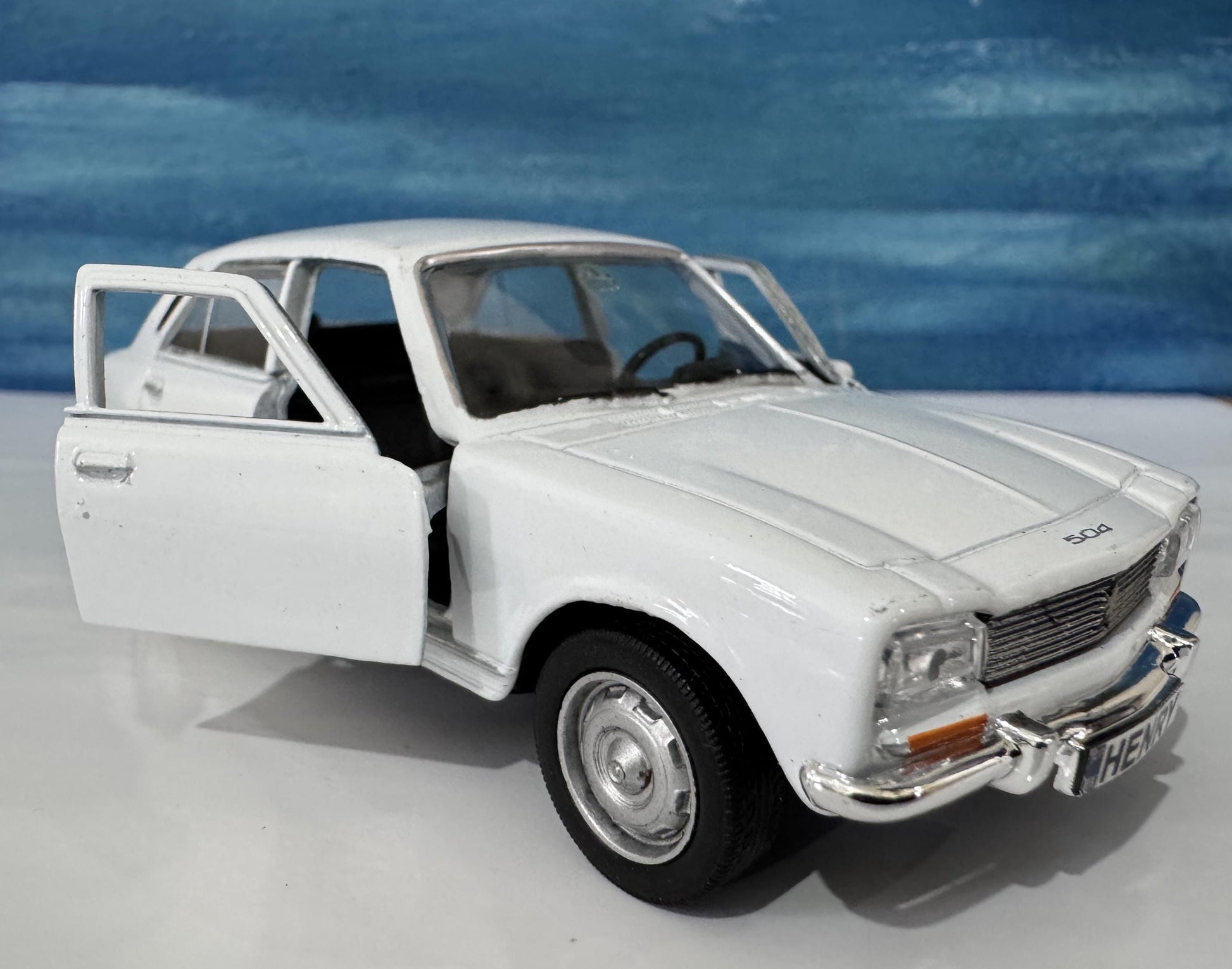 Custom 1975 Peugeot 504 Diecast Car with Personalized Name Plate | Vintage Classic Model Gift for Dad Mom Uncle | Boxed Collectible