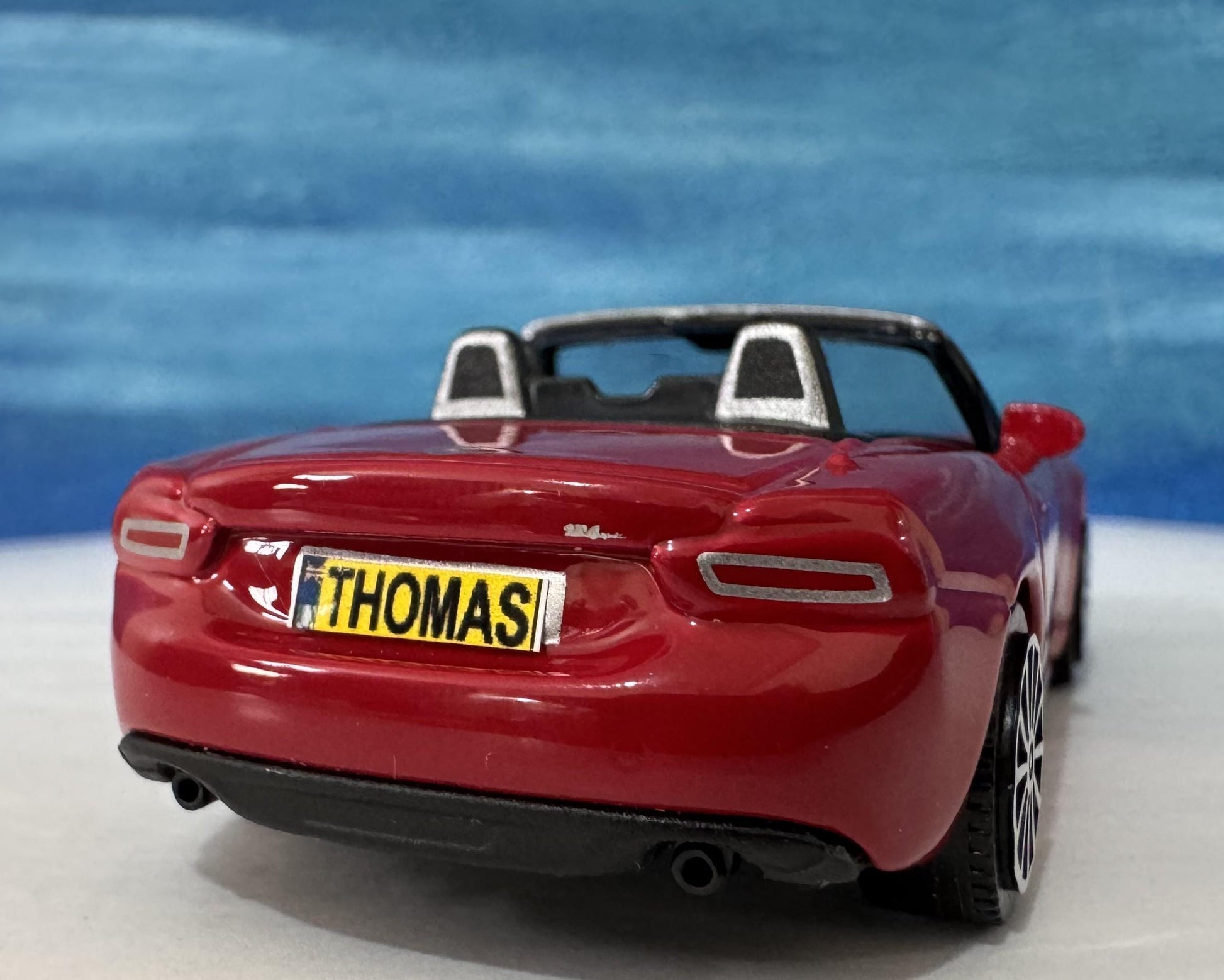 Fiat Spyder Toy Car 1:43 Scale, Personalized Plates, Gift for Boy Girl Dad Mom Uncle Grandad Brother, Birthday or Christmas Present – Boxed