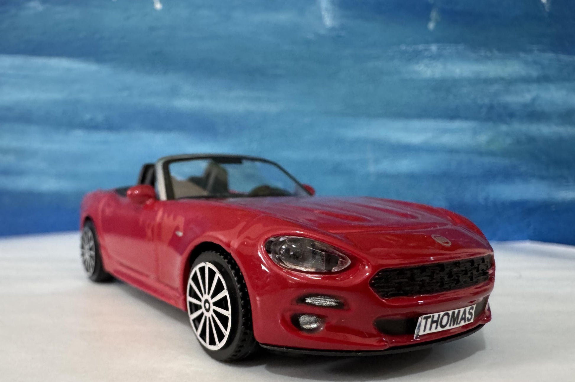 Fiat Spyder Toy Car 1:43 Scale, Personalized Plates, Gift for Boy Girl Dad Mom Uncle Grandad Brother, Birthday or Christmas Present – Boxed