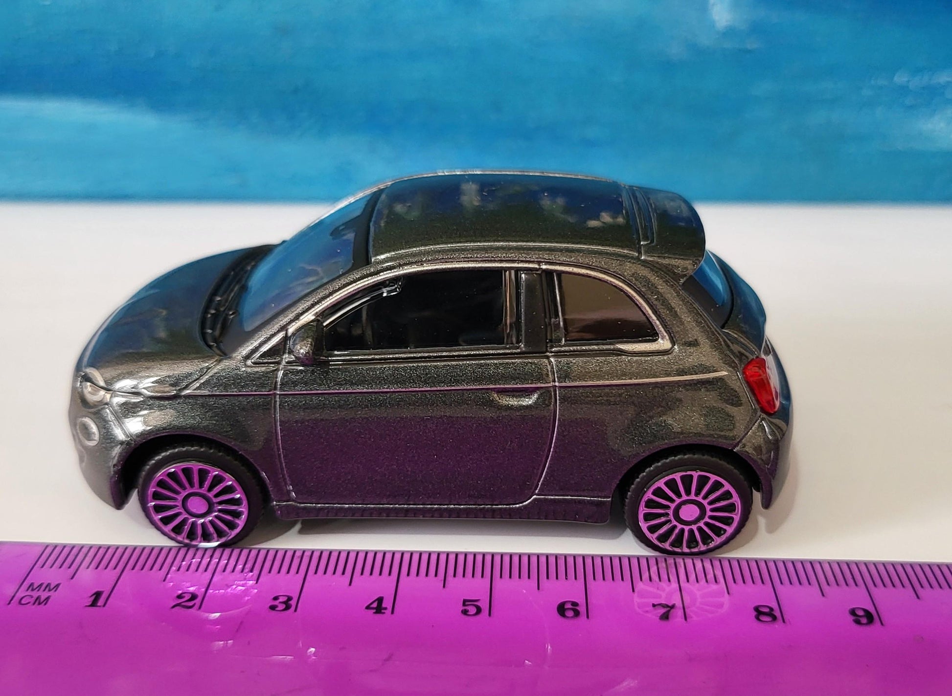 Personalised Plate FIAT 500e Toy Car - 1:43 Scale Model-Gift for Boy, Girl, Dad, Mom, Uncle, Grandad - Birthday, Metallic Grey - New Boxed