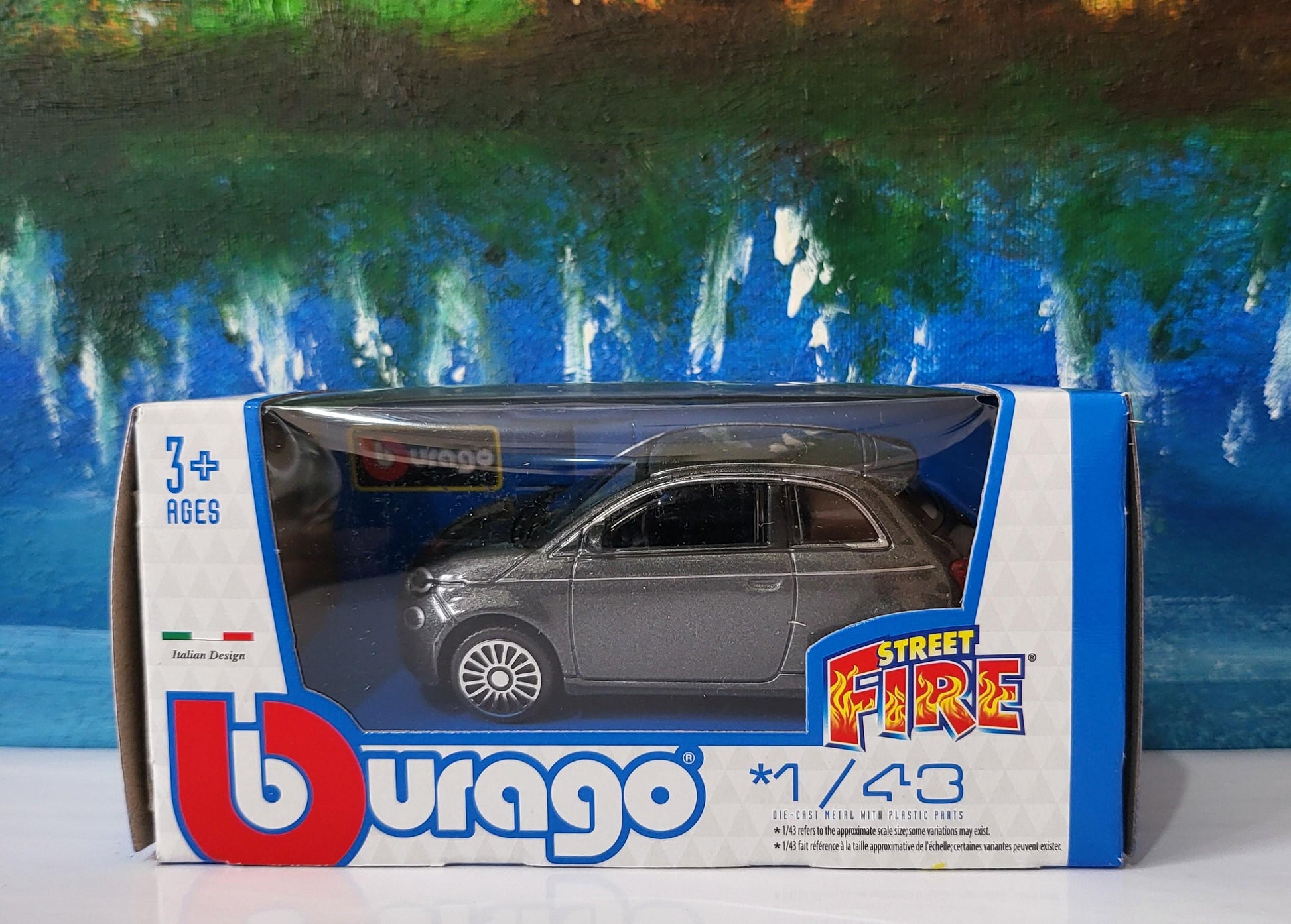 Personalised Plate FIAT 500e Toy Car - 1:43 Scale Model-Gift for Boy, Girl, Dad, Mom, Uncle, Grandad - Birthday, Metallic Grey - New Boxed