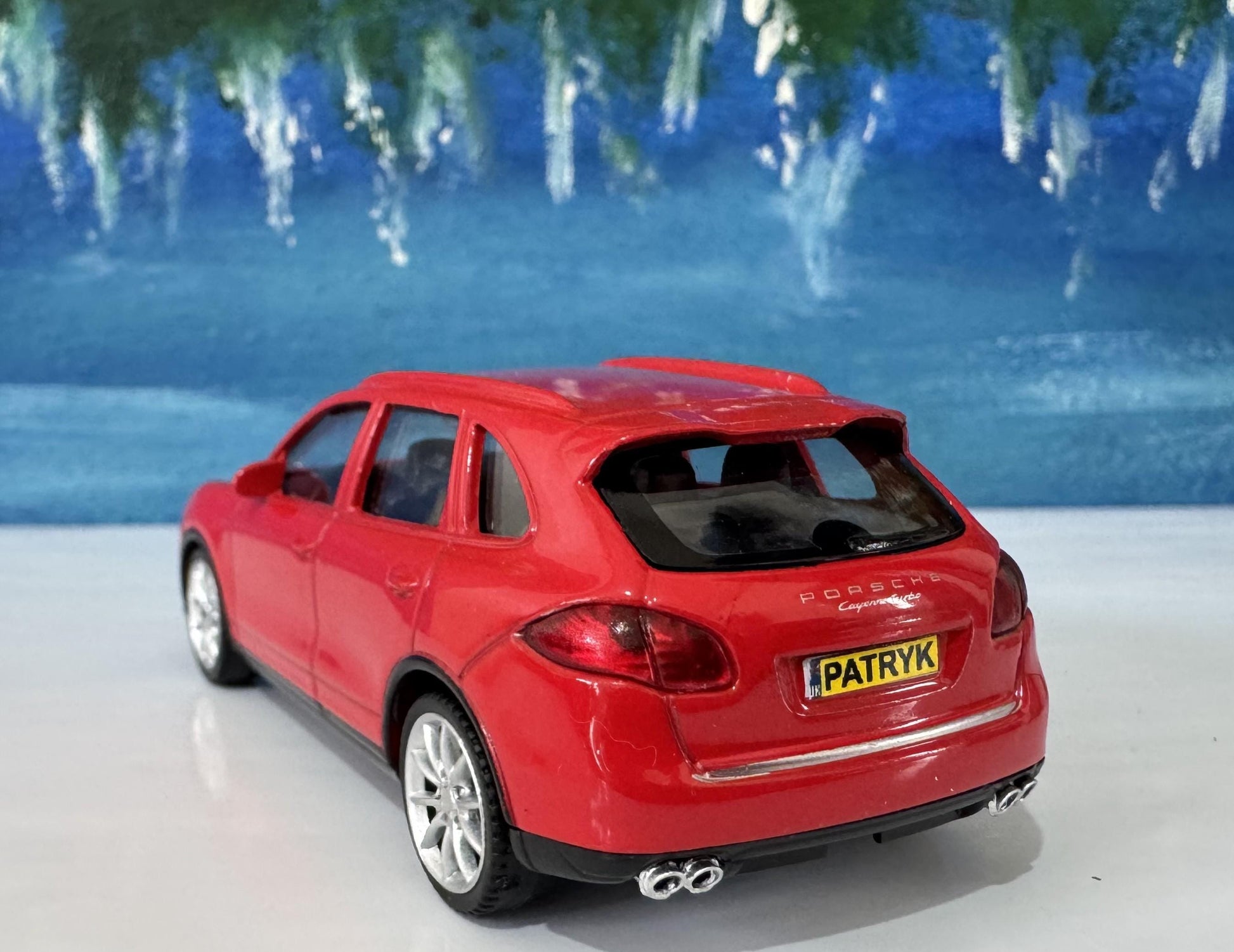 Personalised RMZ City Porsche Cayenne Turbo 1:43 Toy Car – Custom Plate – Gift for Boy Girl Dad Grandad – Birthday or Xmas - New Red Colour