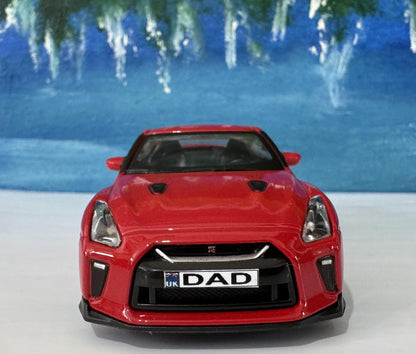 Personalized Name Plate Nissan GT-R 2017 Grey 1:43 Diecast Car Gift for Boy Girl Dad Mom Uncle – Boxed Model Collectible Display Boxed Red