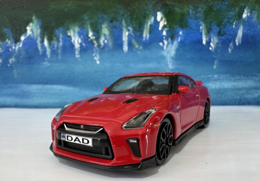 Personalized Name Plate Nissan GT-R 2017 Grey 1:43 Diecast Car Gift for Boy Girl Dad Mom Uncle – Boxed Model Collectible Display Boxed Red