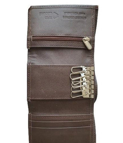 Genuine Leather Key Holder Wallet – 6 Hook with Key Ring, Coin & Notes Pocket – Gift for Men, Boys – Present Idea, Gift Boxed