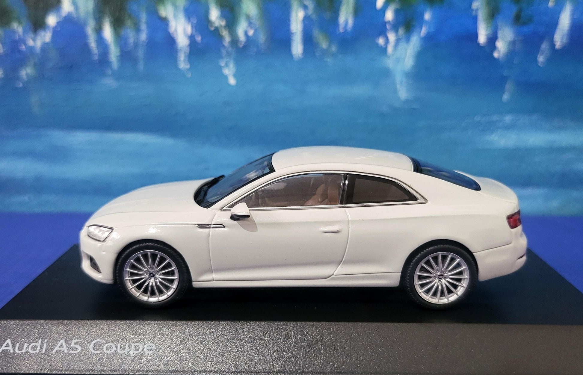 Personalized name plate 1:43 Audi A5 Coupe 2017 Glacier White SPARK Diecast Car Model, Highly Detailed Collectible in Display Case & Boxed