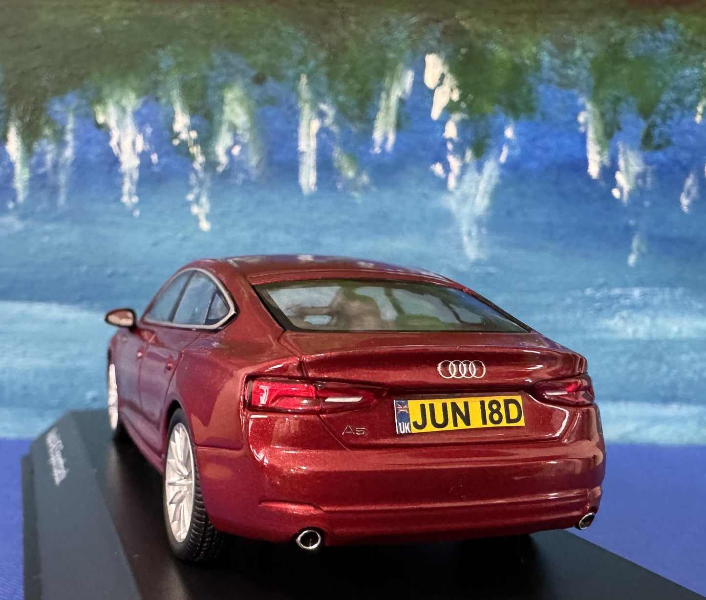 Personalized name plate 1:43 Audi A5 A5 Sportback, matador red metallic SPARK Diecast Car Model, Highly Detailed Collectible, Display Case